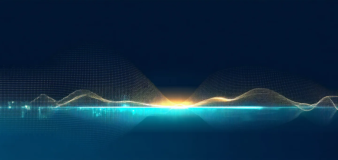 Abstract clinical alert visualization — early warning signal emerging from patient vital data patterns